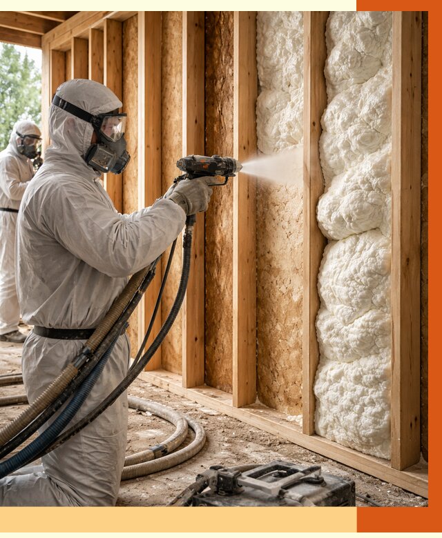 Утепление каркасного дома ППУ в Орехово-Зуево от 2918 руб./м2 — работа под ключ | ТепломастерРхв