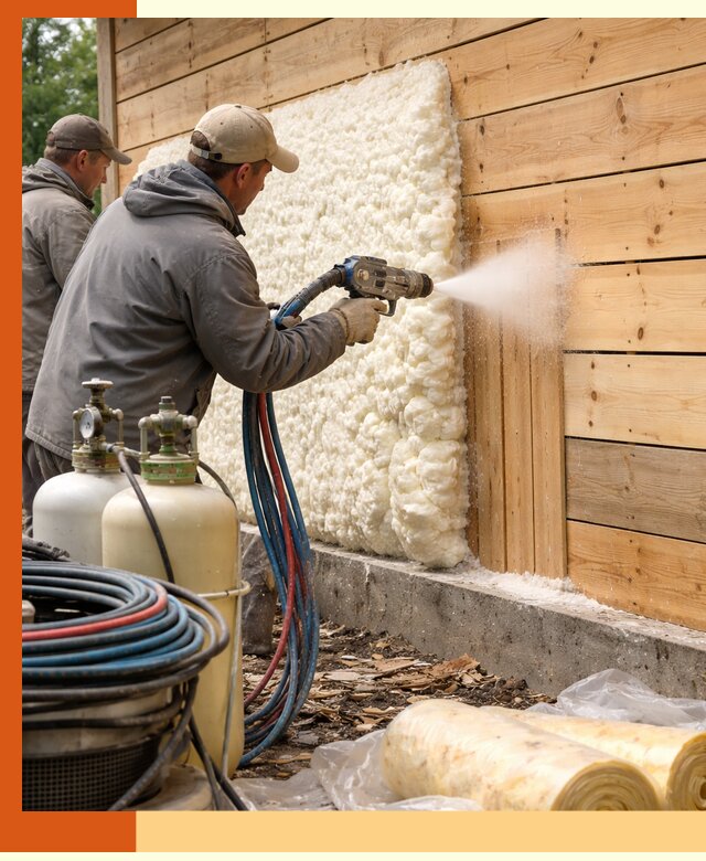 Утепление деревянного дома пенополиуретаном в Орехово-Зуево