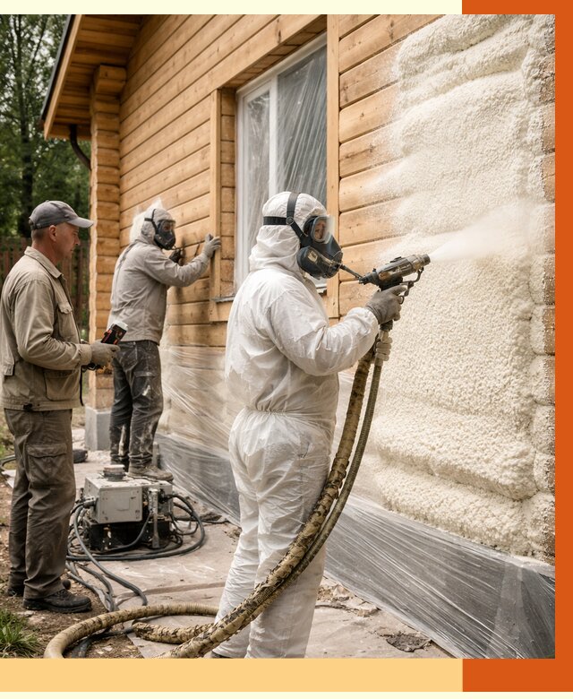 Утепление дома из бруса ППУ в Орехово-Зуево от 4012 руб/м2 под ключ | ТепломастерРхв