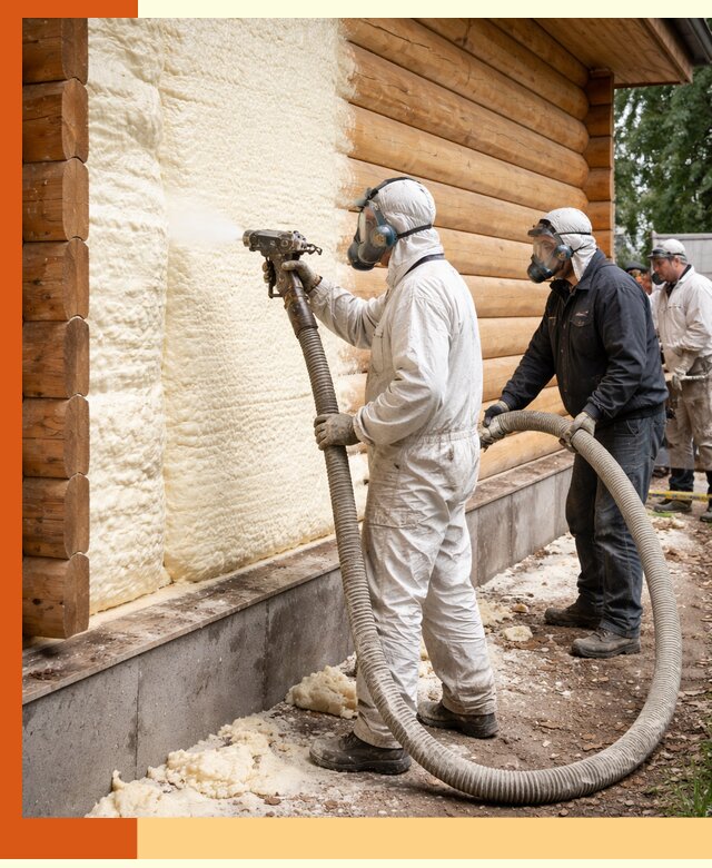 Утепление дома из бруса пенополиуретаном в Орехово-Зуево