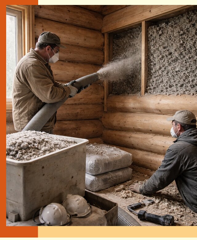 Утепление дома из бруса эковатой в Орехово-Зуево