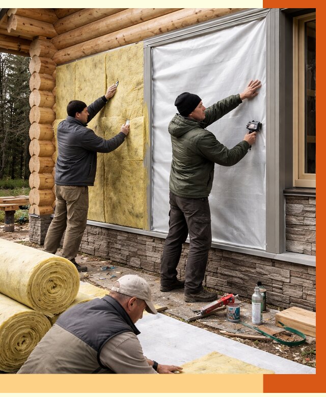 Утепление бревенчатого дома в Орехово-Зуево от 7971 руб/м2 — заказать под ключ | ТепломастерРхв