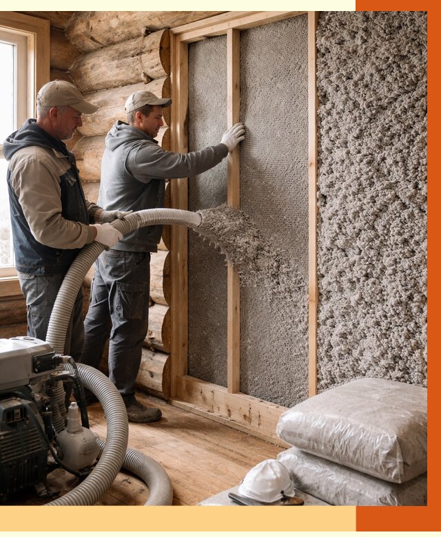 Утепление бревенчатого дома эковатой в Орехово-Зуево от 2866 руб. | ТепломастерРхв