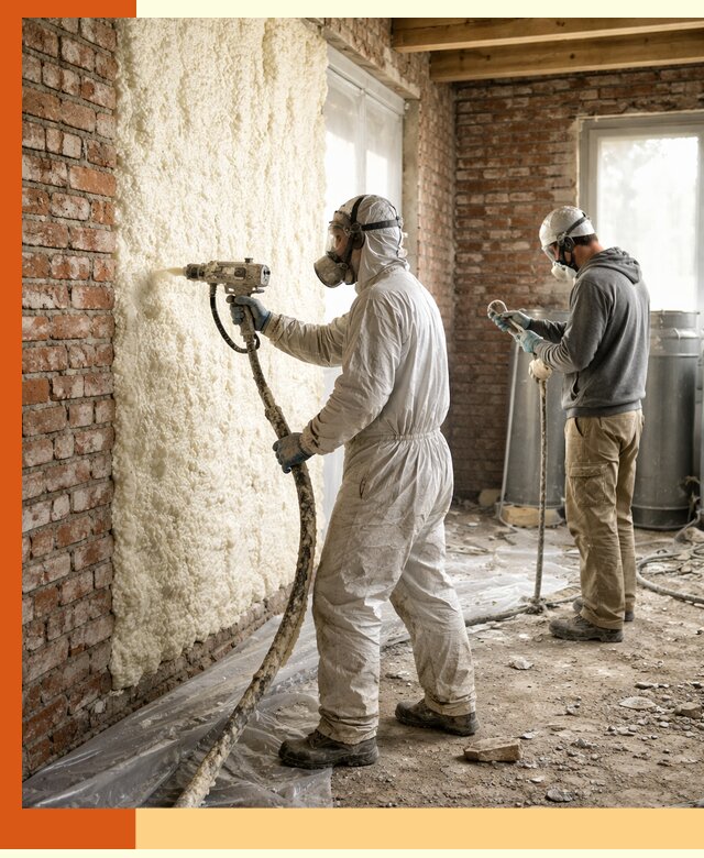 Утепление кирпичного дома пенополиуретаном в Орехово-Зуево