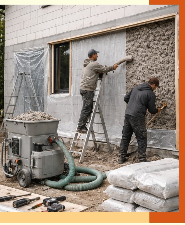 Утепление дома из газобетона эковатой в Орехово-Зуево от 4689 руб./м2 | ТепломастерРхв