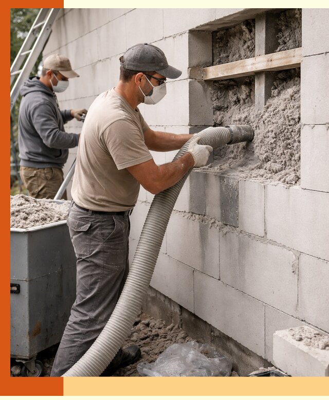 Утепление дома из газобетона эковатой в Орехово-Зуево