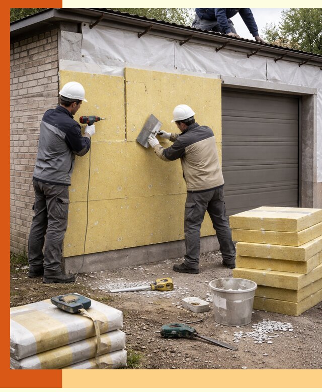 Утепление гаража снаружи в Орехово-Зуево качественно и надёжно