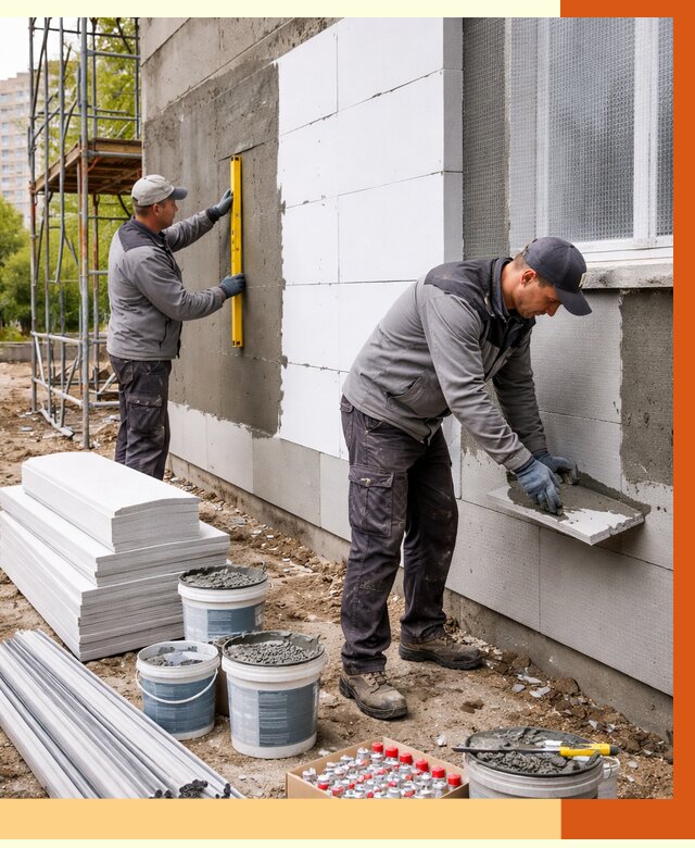 Утепление фасада и стен снаружи в Орехово-Зуево от 4376 руб. | ТепломастерРхв