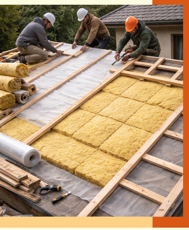 Утепление скатной крыши в Орехово-Зуево от 1303 руб./м2 под ключ | ТепломастерРхв