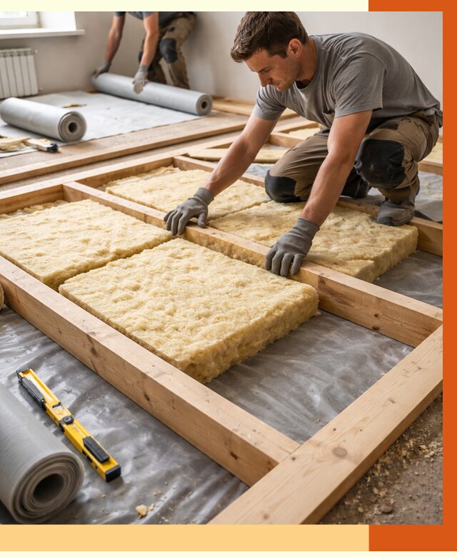 Утепление деревянного пола в Орехово-Зуево от 1563 руб./м2 под ключ | ТепломастерРхв