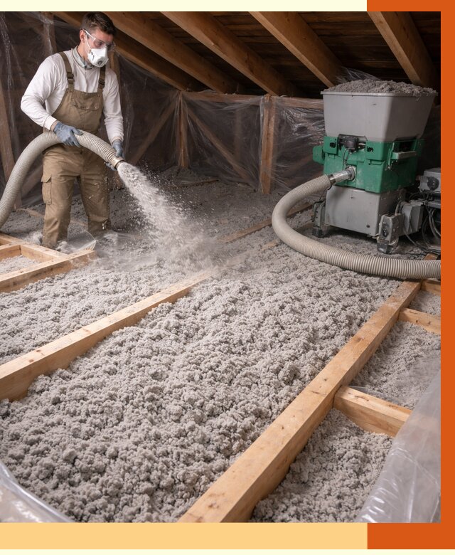 Утепление чердака эковатой в Орехово-Зуево от 1511 руб/м2 — заказать у ТепломастерРхв