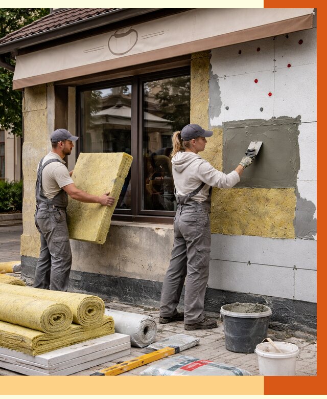 Утепление кафе в Орехово-Зуево от 4376 руб/м2 — комплексно под ключ | ТепломастерРхв