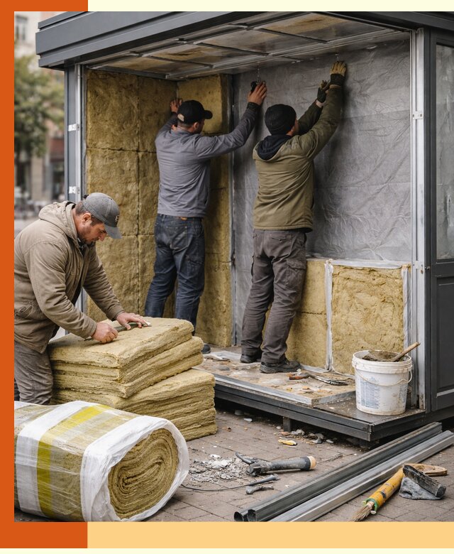 Утепление павильона шаурмы под ключ в Орехово-Зуево