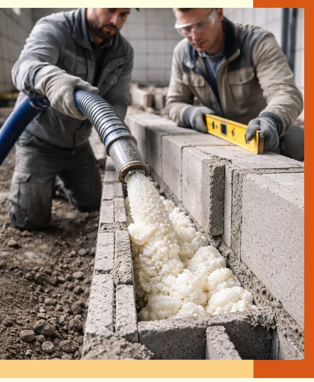 Заполнение колодцевой кладки ППУ в Орехово-Зуево от 4376 руб. за м2 | ТепломастерРхв