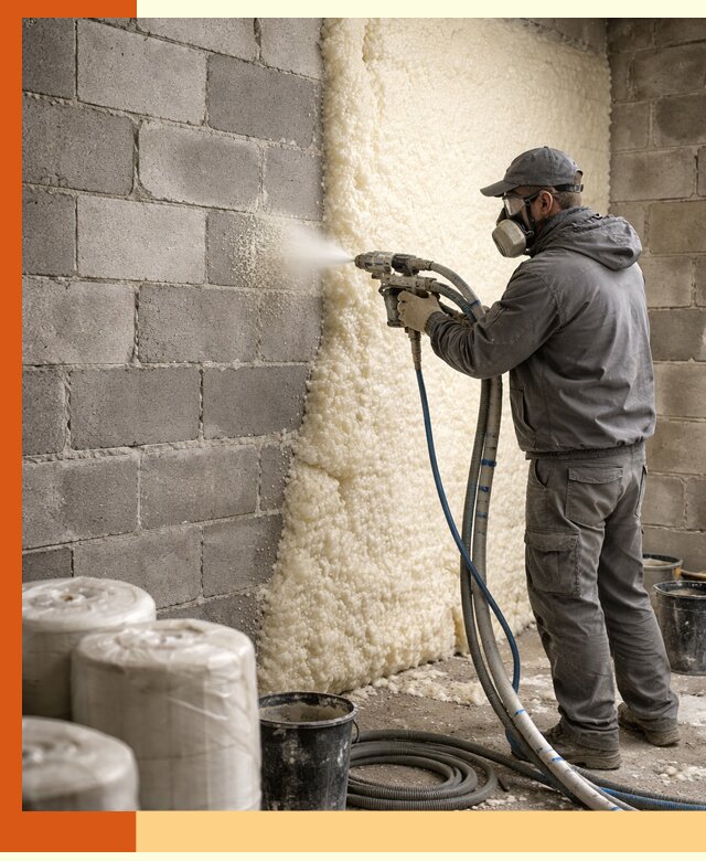 Утепление блочной стены ППУ в Орехово-Зуево качественно и надёжно