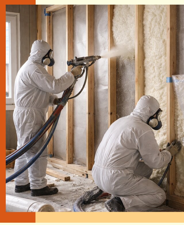 Утепление каркасной стены ППУ в Орехово-Зуево для домов и коттеджей