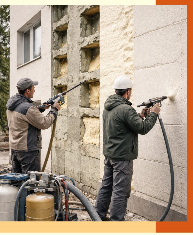 Заполнение пустот фасада в Орехово-Зуево от 4689 руб. — утепление пустот облицовки | ТепломастерРхв