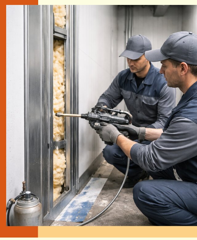 Заполнение пустот холодильных панелей в Орехово-Зуево специализированной пеной