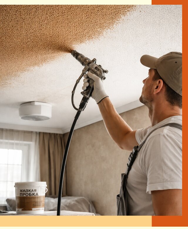 Утепление потолка жидкой пробкой в Орехово-Зуево от 3647 руб. | ТепломастерРхв