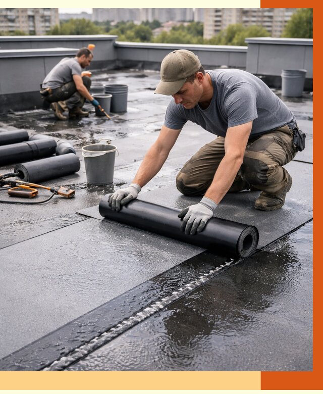 Гидроизоляция плоской кровли в Орехово-Зуево от 4689 руб./м2 — профессионально | ТепломастерРхв