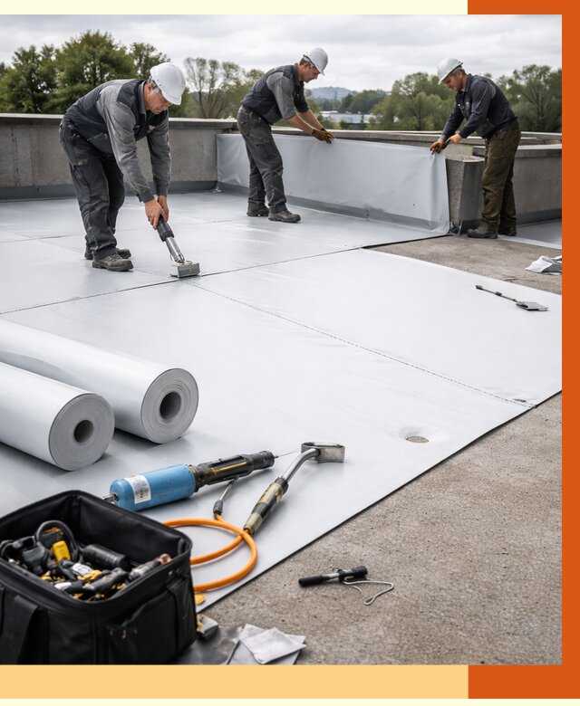 Гидроизоляция мембранной кровли в Орехово-Зуево от 7815 руб./м² — профессионально | ТепломастерРхв