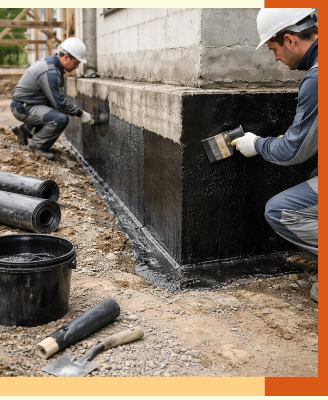 Гидроизоляция фундамента в Орехово-Зуево от 1303 руб. — профессионально, под ключ | ТепломастерРхв