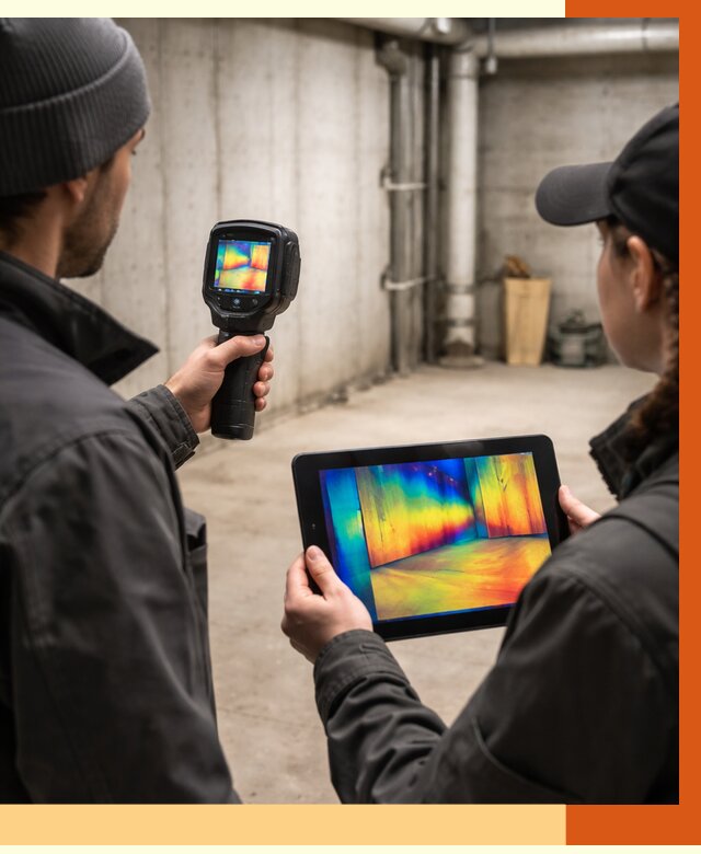 Тепловизионное обследование подвала в Орехово-Зуево от 4689 руб. — проверка гидроизоляции | ТепломастерРхв