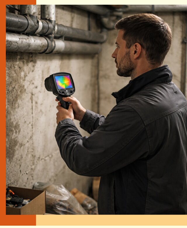 Тепловизионное обследование подвала в Орехово-Зуево для поиска утечек тепла